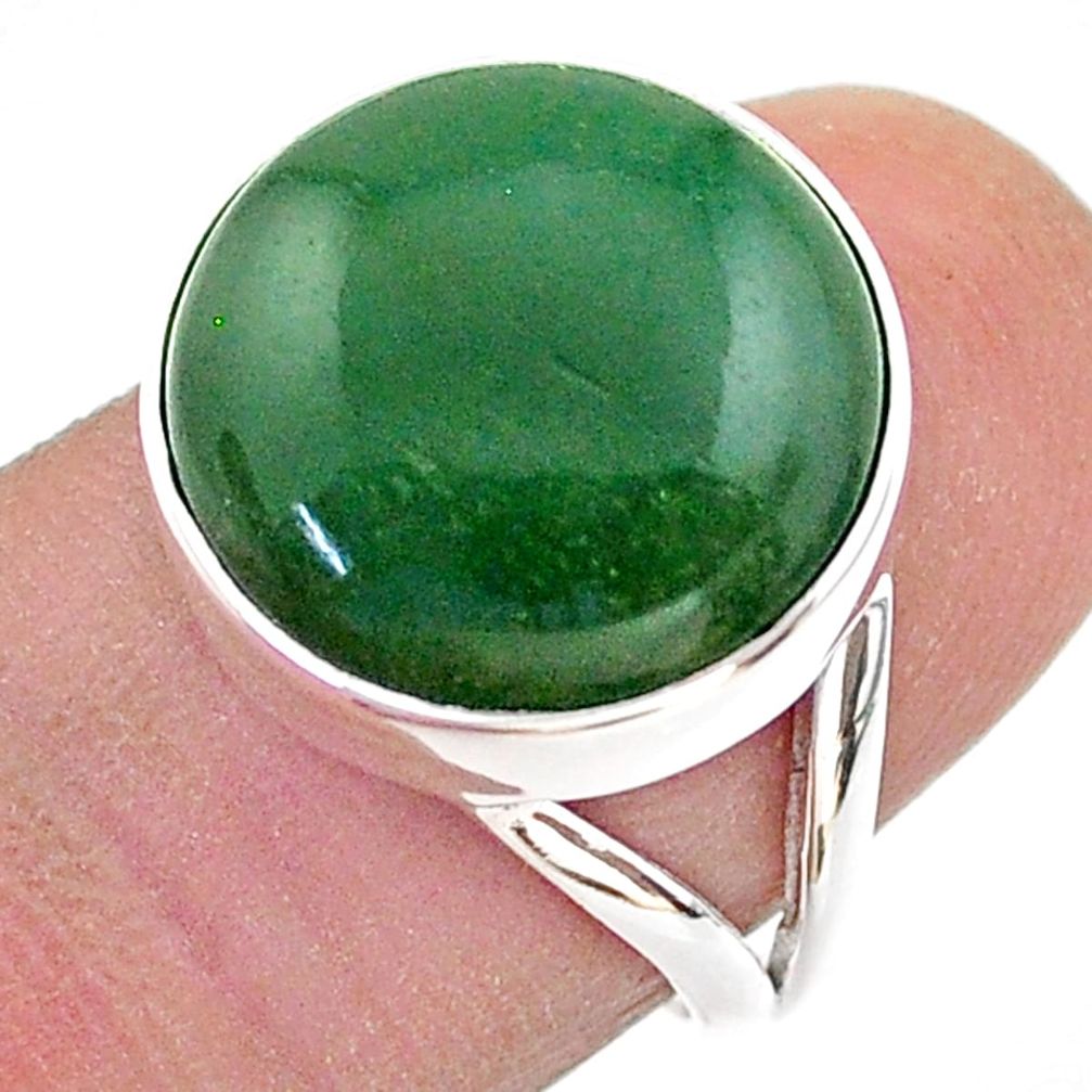 12.22cts solitaire green jade 925 sterling silver ring jewelry size 7 t63014
