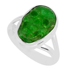 6.51cts solitaire green jade fancy 925 sterling silver skull ring size 7 y80342