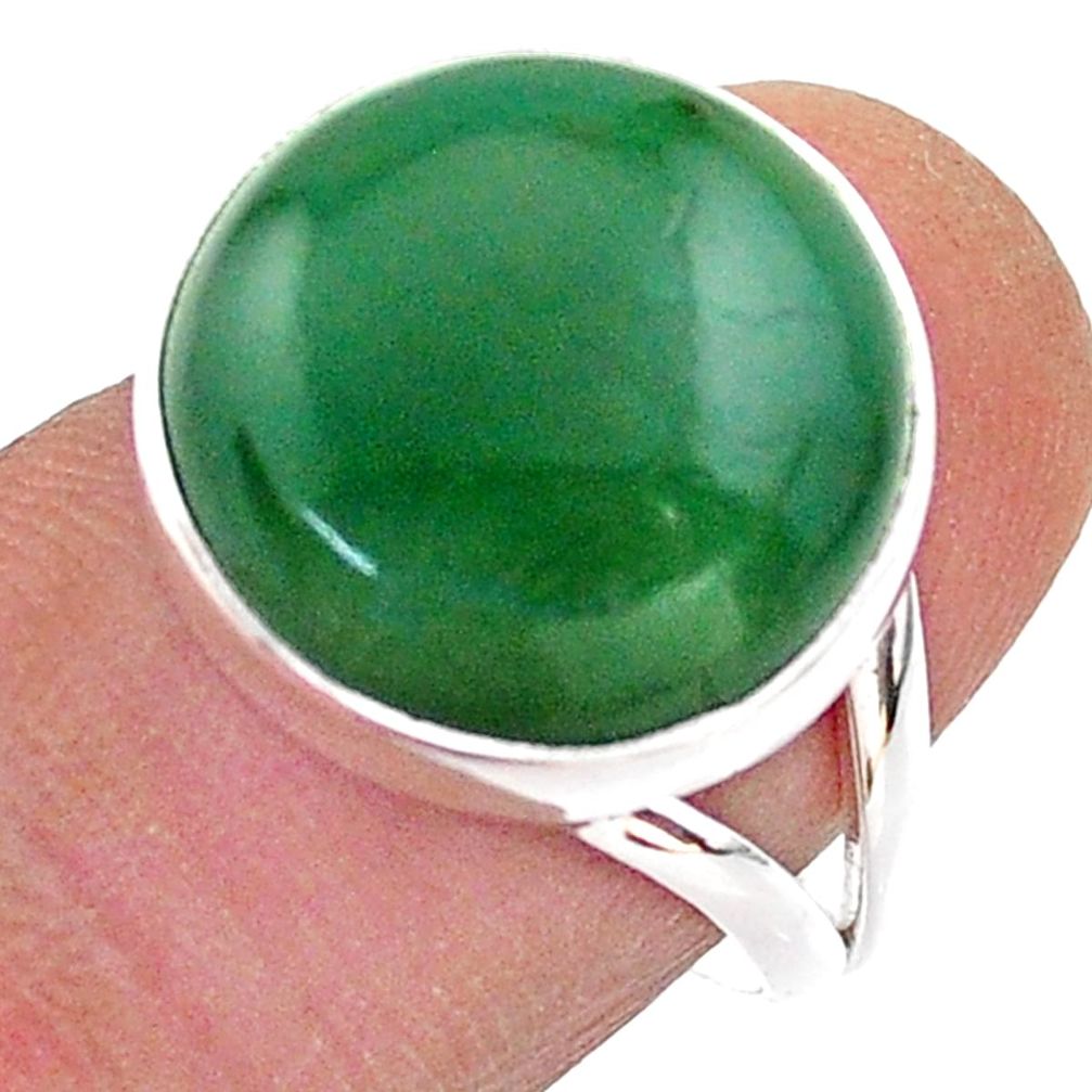 12.15cts solitaire green jade round sterling silver ring jewelry size 8 t62987