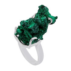 17.50cts solitaire green malachite (pilot's stone) 925 silver ring size 7 n47572