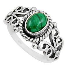 1.39cts solitaire green malachite (pilot's stone) 925 silver ring size 8 y36089