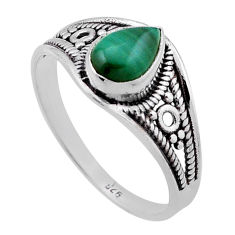 1.36cts solitaire green malachite (pilot's stone) silver ring size 6.5 n45881