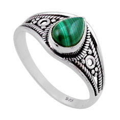 1.56cts solitaire green malachite (pilot's stone) silver ring size 6.5 n45898