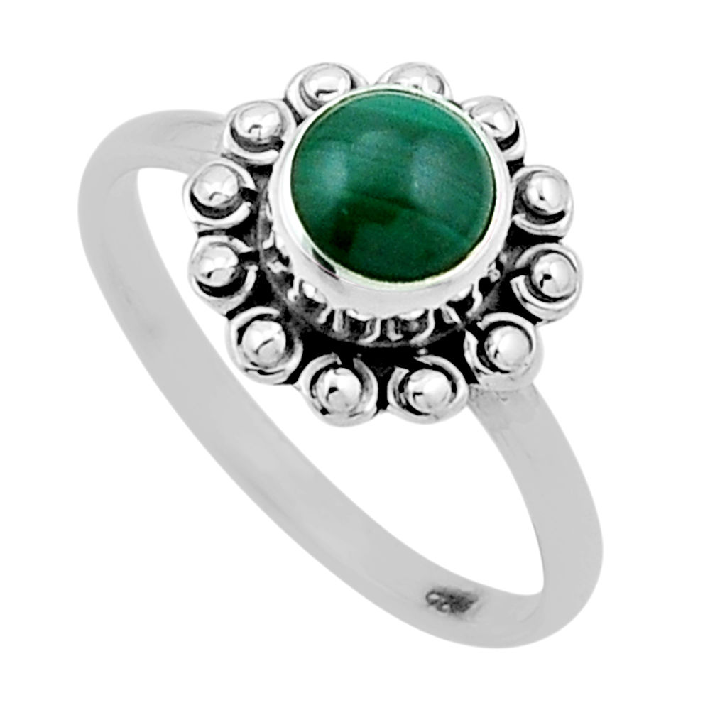 1.12cts solitaire green malachite (pilot's stone) silver ring size 8.5 n47145