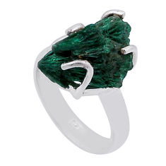12.07cts solitaire green malachite (pilot's stone) silver ring size 5.5 n47576
