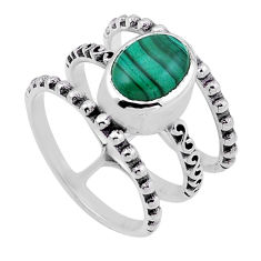 2.96cts solitaire green malachite (pilot's stone) silver ring size 8.5 n51991