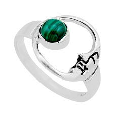0.77cts solitaire green malachite silver crescent moon star ring size 7 n53272