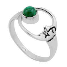 0.70cts solitaire green malachite silver crescent moon star ring size 9 n45929