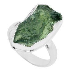 9.65cts solitaire green moldavite (genuine czech) silver ring size 7.5 u62501