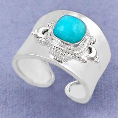 2.56cts solitaire green peruvian amazonite silver adjustable ring size 6 y46362