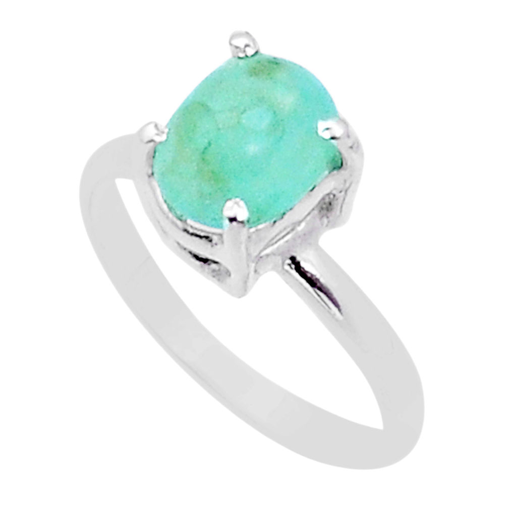 2.47cts solitaire green smithsonite 925 sterling silver ring size 5.5 y1773