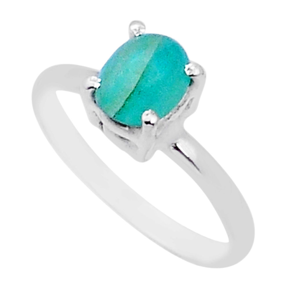 1.54cts solitaire green smithsonite 925 sterling silver ring size 6.5 y1780