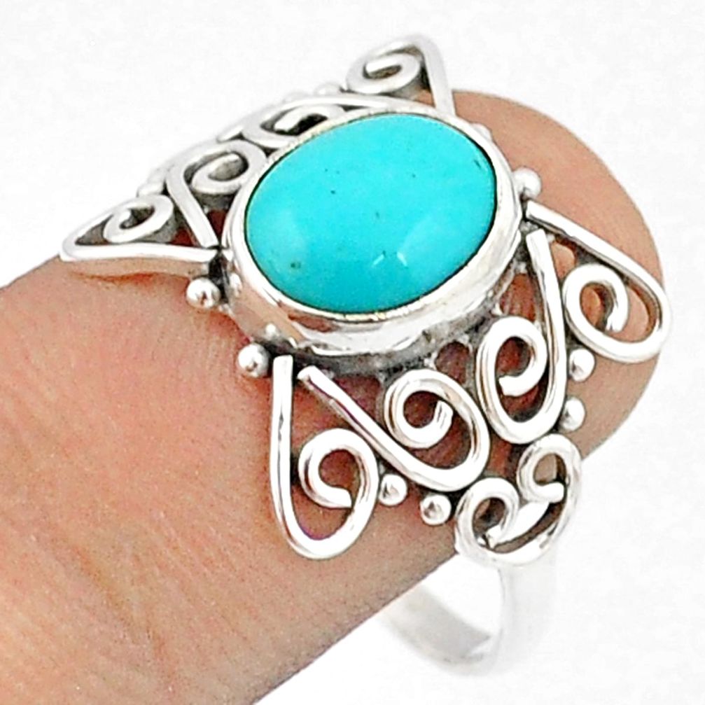 3.93cts solitaire green turquoise tibetan silver butterfly ring size 10 u27355