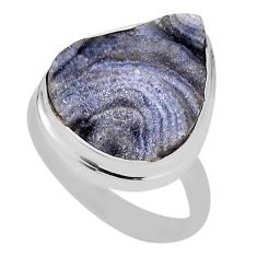 Solitaire grey desert druzy (chalcedony rose) 925 silver ring size 10.5 n31355