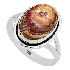 6.57cts solitaire grey sonoran dendritic rhyolite 925 silver ring size 8 n5225