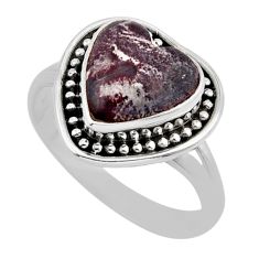 5.11cts solitaire grey sonoran dendritic rhyolite silver ring size 7.5 y47026