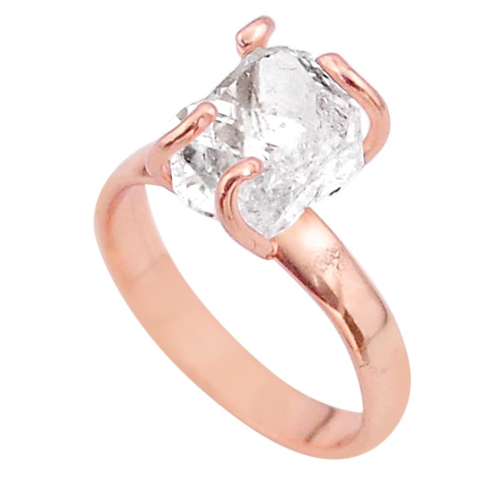 4.80cts solitaire herkimer diamond 925 silver 14k rose gold ring size 7 t49309
