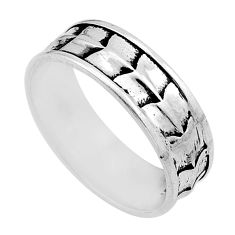 6.07gms solitaire indonesian bali style solid silver band ring size 11 n50010