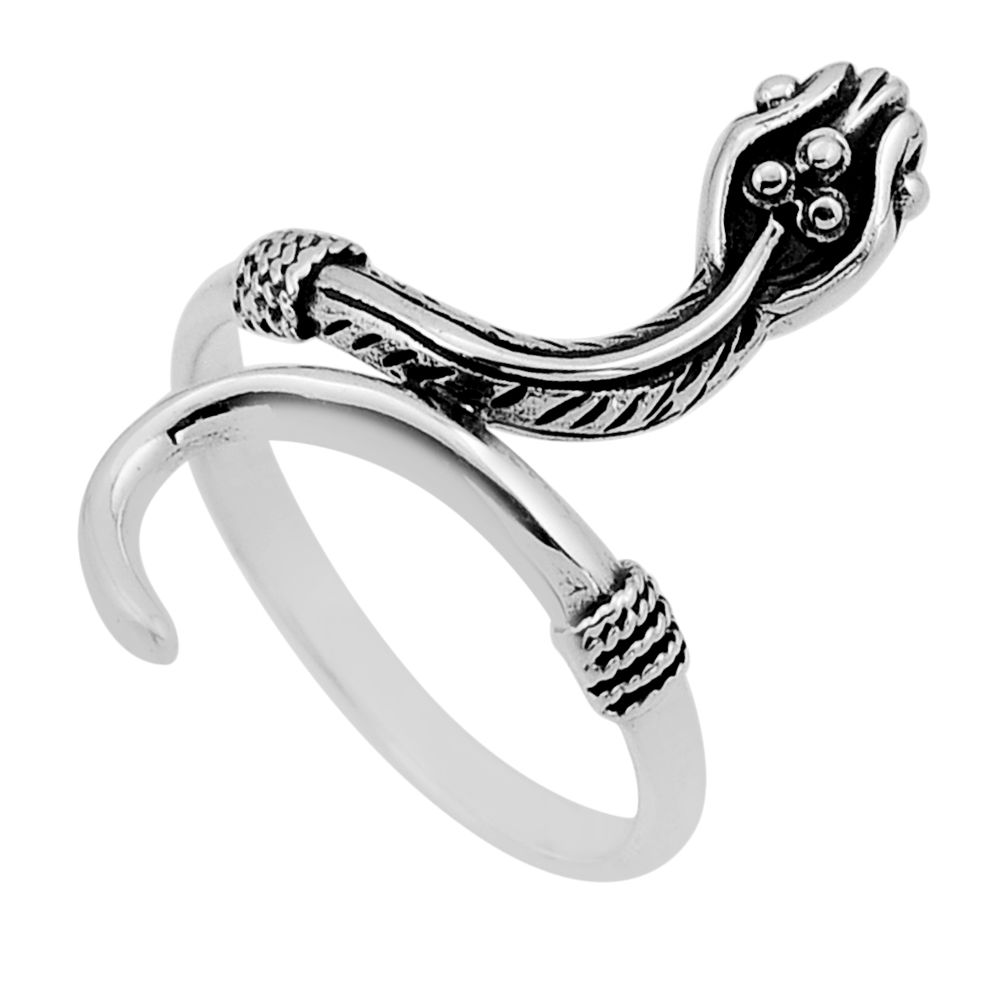 4.06gms solitaire indonesian bali style solid silver snake ring size 8.5 n50213
