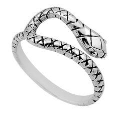 3.59gms solitaire indonesian bali style solid silver snake ring size 8.5 n50249