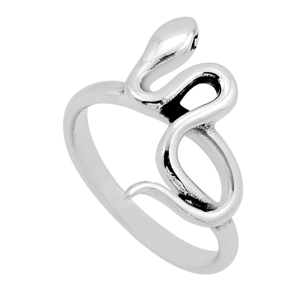 3.06gms solitaire indonesian bali style solid silver snake ring size 6.5 n50260
