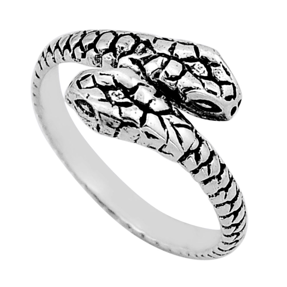 3.03gms solitaire indonesian bali style solid silver snake ring size 8 n50220