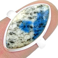 13.87cts solitaire k2 blue (azurite in quartz) 925 silver ring size 8 u47728