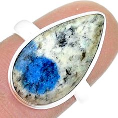 12.30cts solitaire k2 blue (azurite in quartz) 925 silver ring size 7.5 u47722