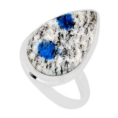 15.29cts solitaire k2 blue (azurite in quartz) 925 silver ring size 8.5 y69001