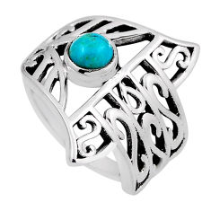 Solitaire  turquoise 925 silver hand of god hamsa ring size 6.5 n28605