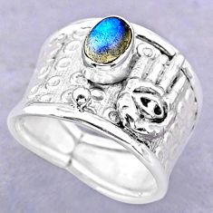 1.47cts solitaire labradorite 925 silver hand of god hamsa ring size 8 t32423