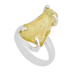 5.16cts solitaire libyan desert glass (gold tektite) silver ring size 6.5 n2189