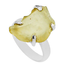 6.32cts solitaire libyan desert glass (gold tektite) silver ring size 5.5 n26176