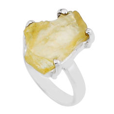 6.04cts solitaire libyan desert glass (gold tektite) silver ring size 5.5 n26261