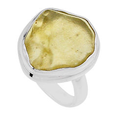 8.43cts solitaire libyan desert glass (gold tektite) silver ring size 6.5 n26266