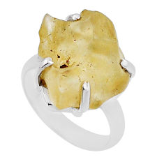 8.50cts solitaire libyan desert glass (gold tektite) silver ring size 6.5 n26268