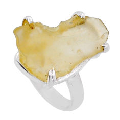 6.68cts solitaire libyan desert glass (gold tektite) silver ring size 7 n50011