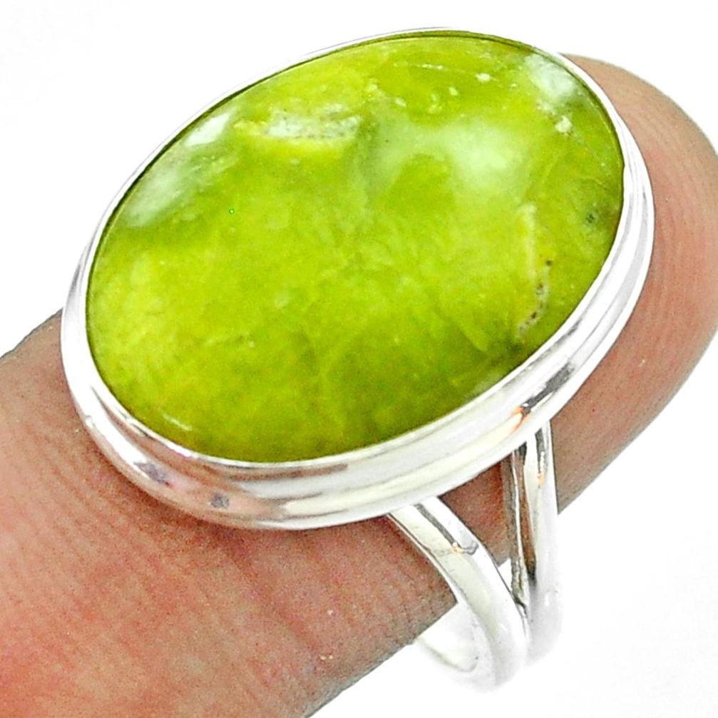 16.20cts solitaire lizardite (meditation stone) 925 silver ring size 10 t54132