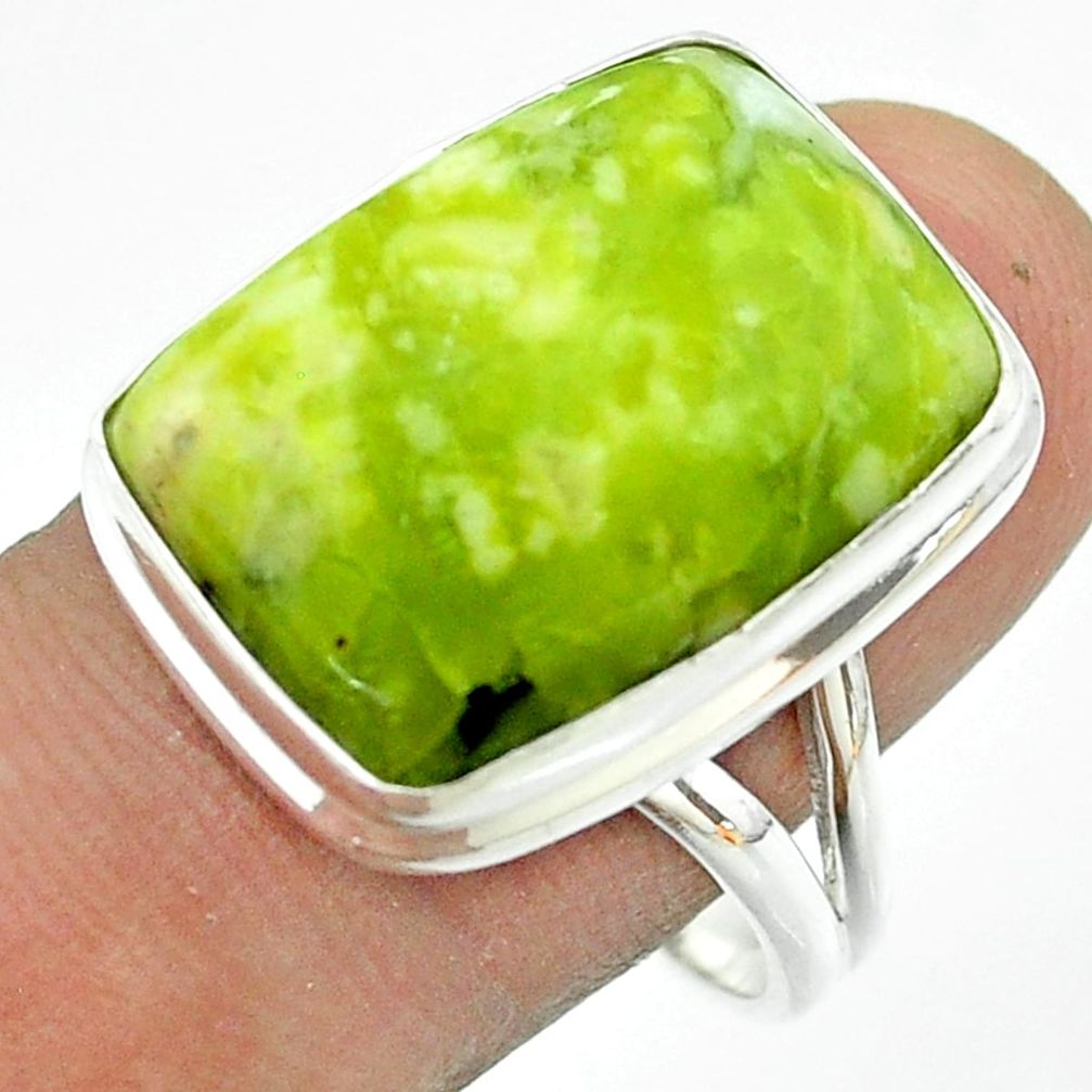 15.33cts solitaire lizardite (meditation stone) 925 silver ring size 10 t54163