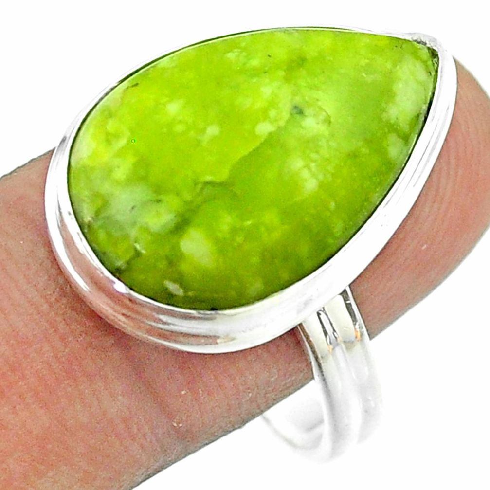 15.36cts solitaire lizardite (meditation stone) 925 silver ring size 11 t54122