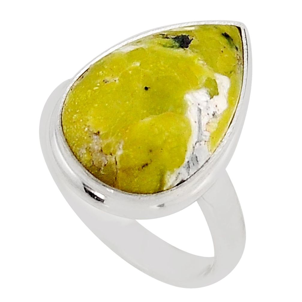 9.99cts solitaire lizardite (meditation stone) pear silver ring size 7.5 n2311