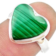 10.58cts solitaire malachite (pilot's stone) silver heart cocktail ring size 7.5 u43972