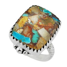 13.66cts solitaire matrix royston turquoise octagan silver ring size 8 y27166