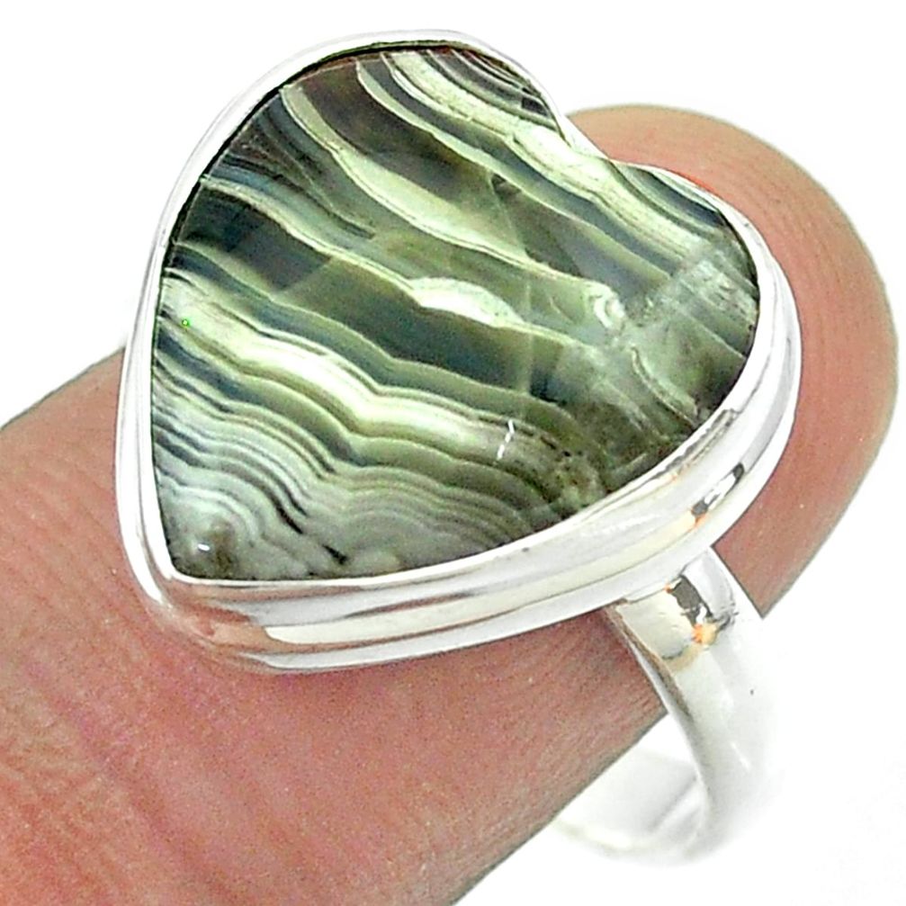 14.90cts solitaire mexican laguna lace agate 925 silver ring size 10 t54142