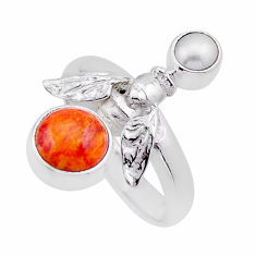 3.02cts solitaire mojave turquoise pearl 925 silver honey bee ring size 8 n53915