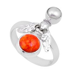 3.18cts solitaire mojave turquoise pearl 925 silver honey bee ring size 9 n53889