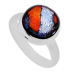 6.04cts solitaire multi color dichroic glass 925 silver ring size 8.5 n53935