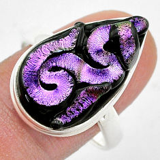 13.39cts solitaire multi color dichroic glass 925 silver ring size 10 u57651