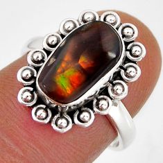 3.86cts solitaire multi color mexican fire agate 925 silver ring size 7 y78172