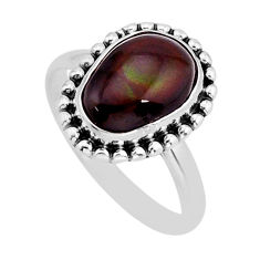 4.42cts solitaire multi color mexican fire agate 925 silver ring size 8.5 y78027